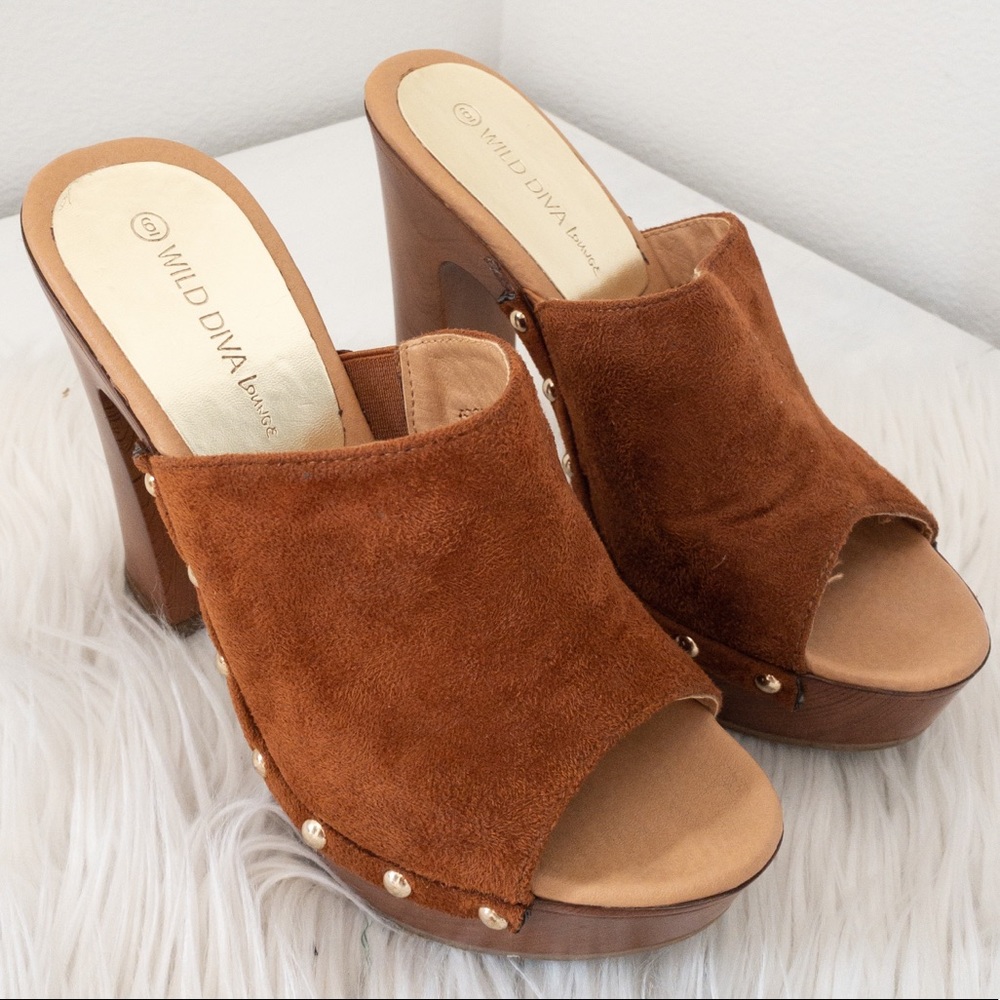 Wild Diva platform open toe heels, Size 6